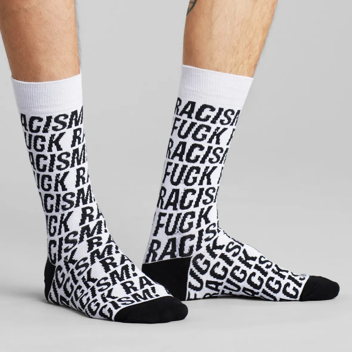 Best Sale Socks Sigtuna Fuck Racism Pattern White Women Socks | Socks