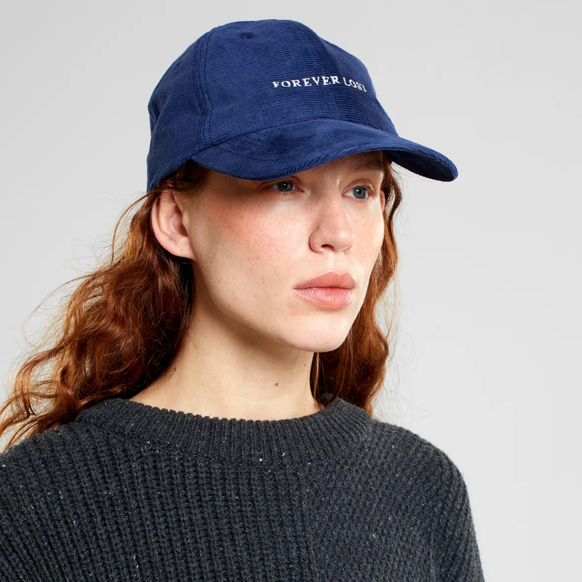 Best Sale Soft Cap Slussen Corduroy Forever Lost Navy Women Caps