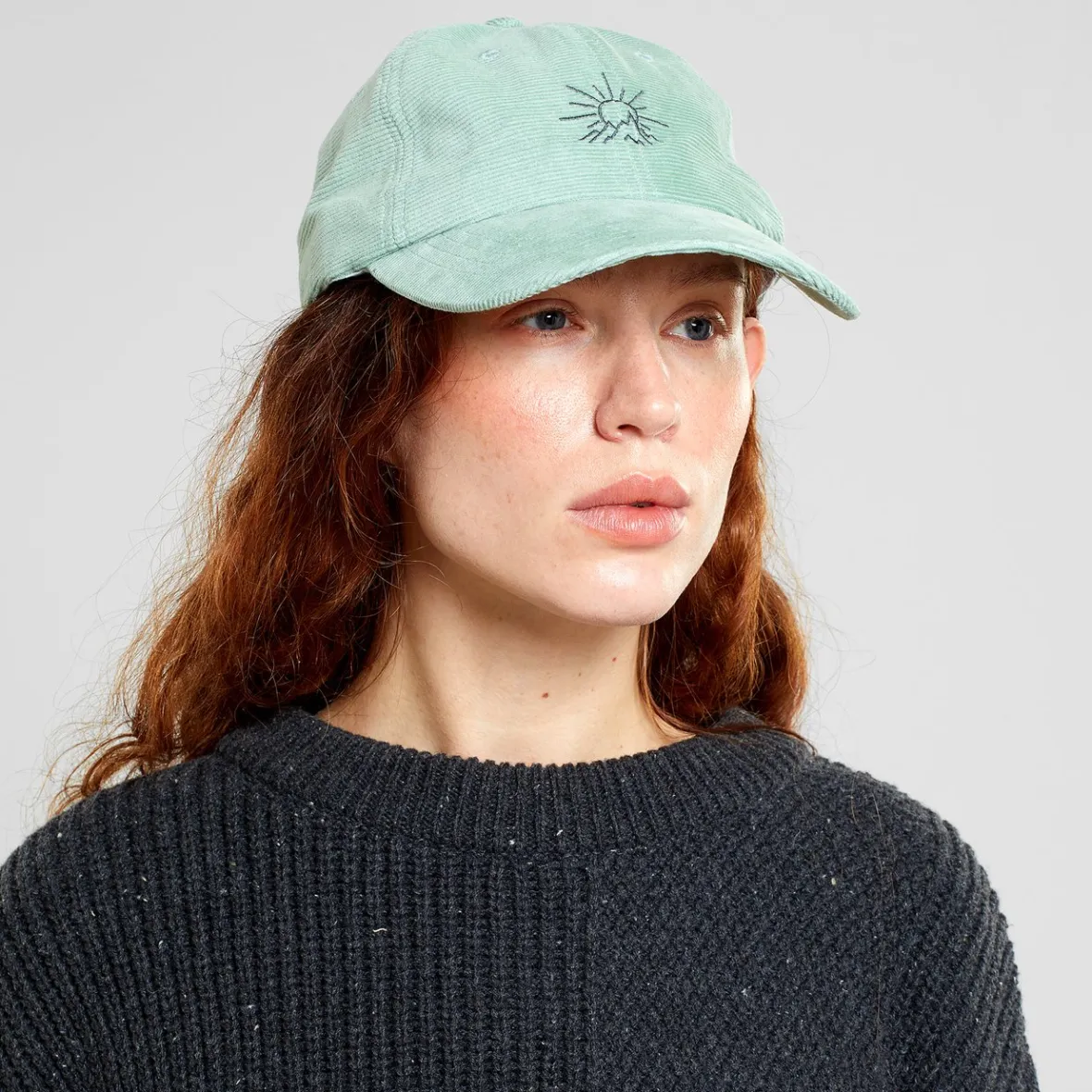Cheap Soft Cap Slussen Corduroy Line Mountain Granite Green Women Caps