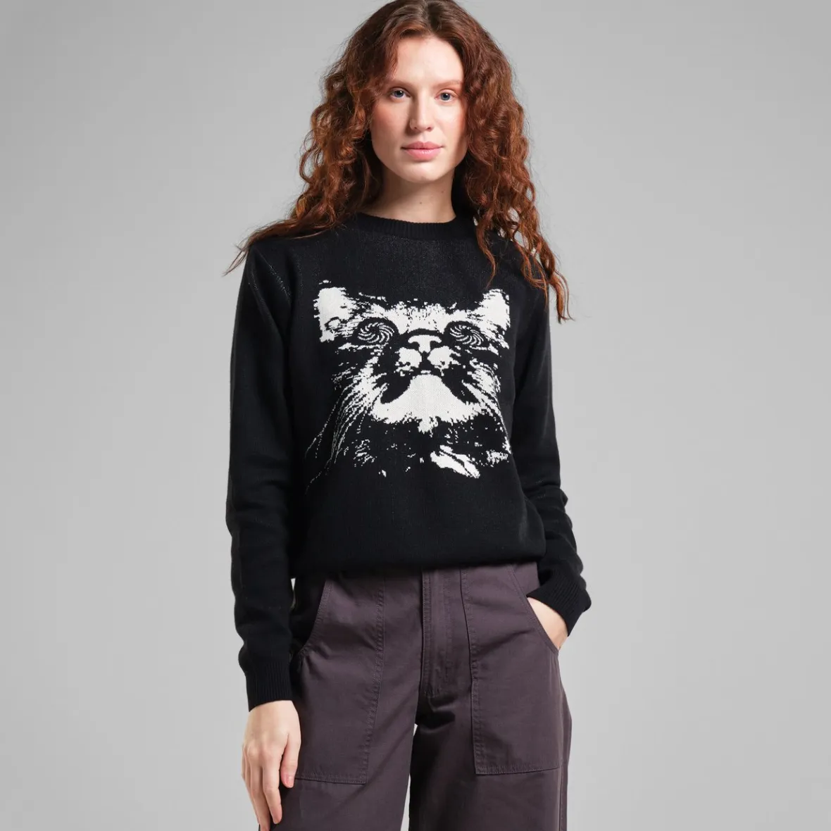 Discount Sweater Arendal Psychedelic Cat Black Women Knitwear