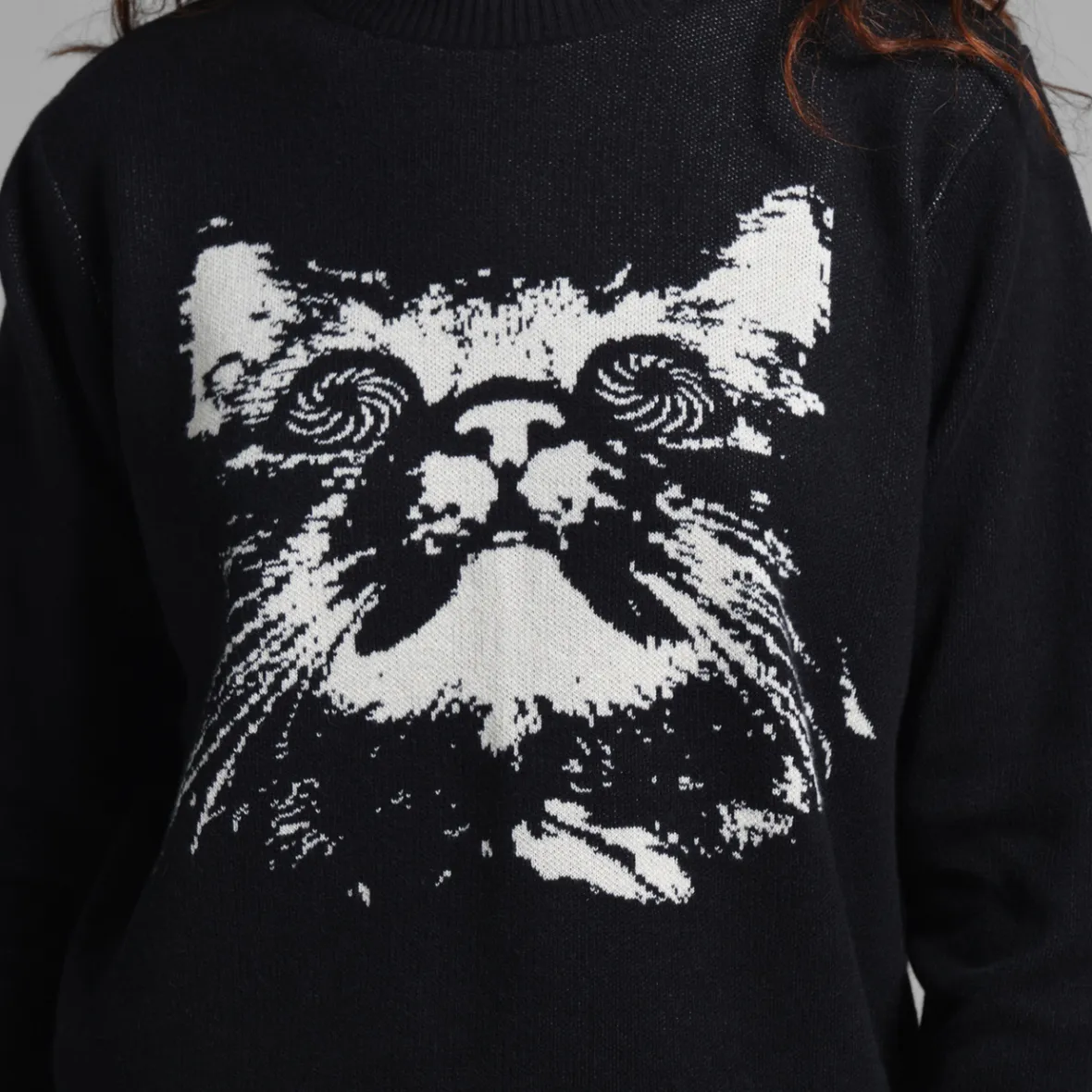 Discount Sweater Arendal Psychedelic Cat Black Women Knitwear