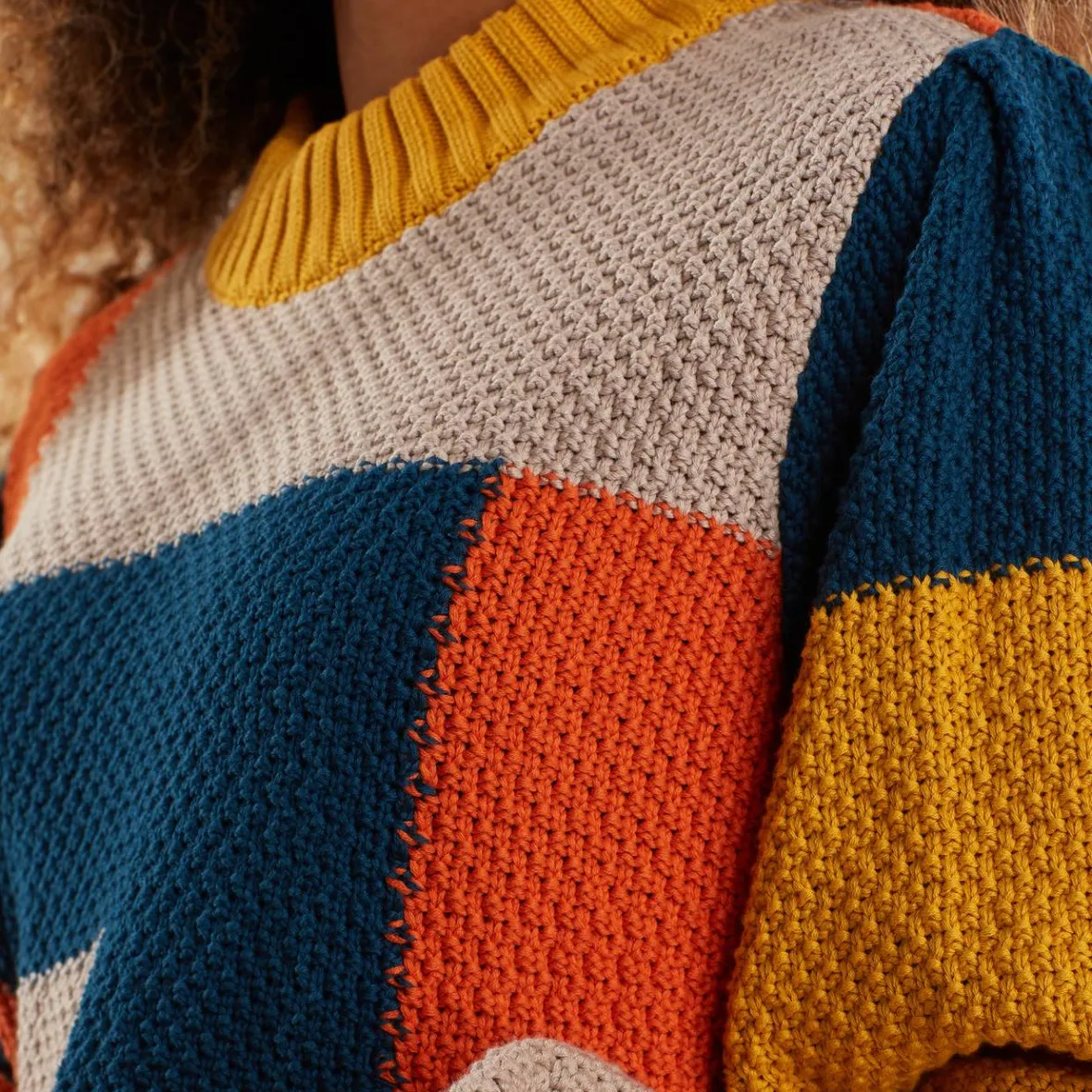 Sale Sweater Knitted Rutbo Blocks Multi Color Women Knitwear