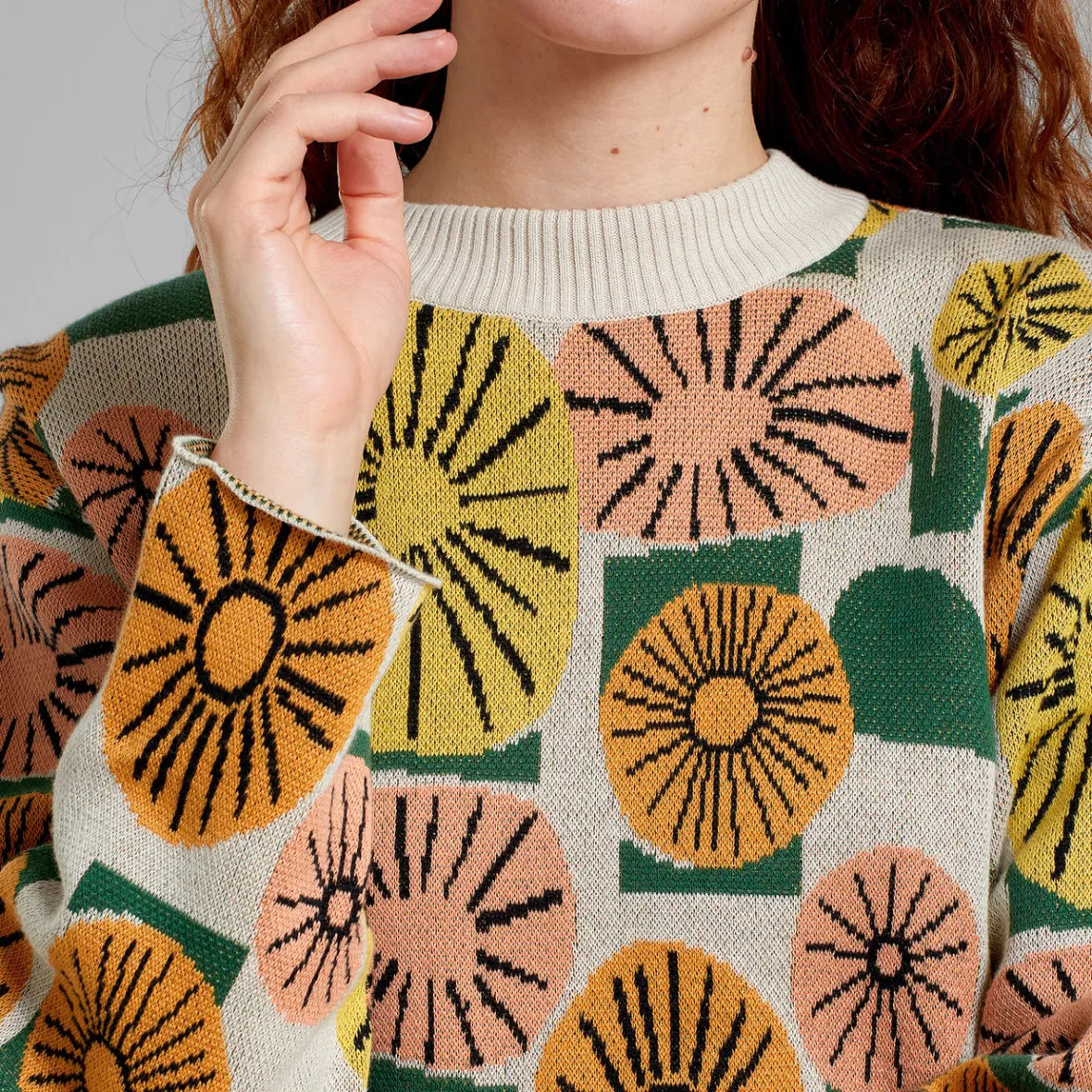 Fashion Sweater Limhamn Dandelions Oat White Women Knitwear