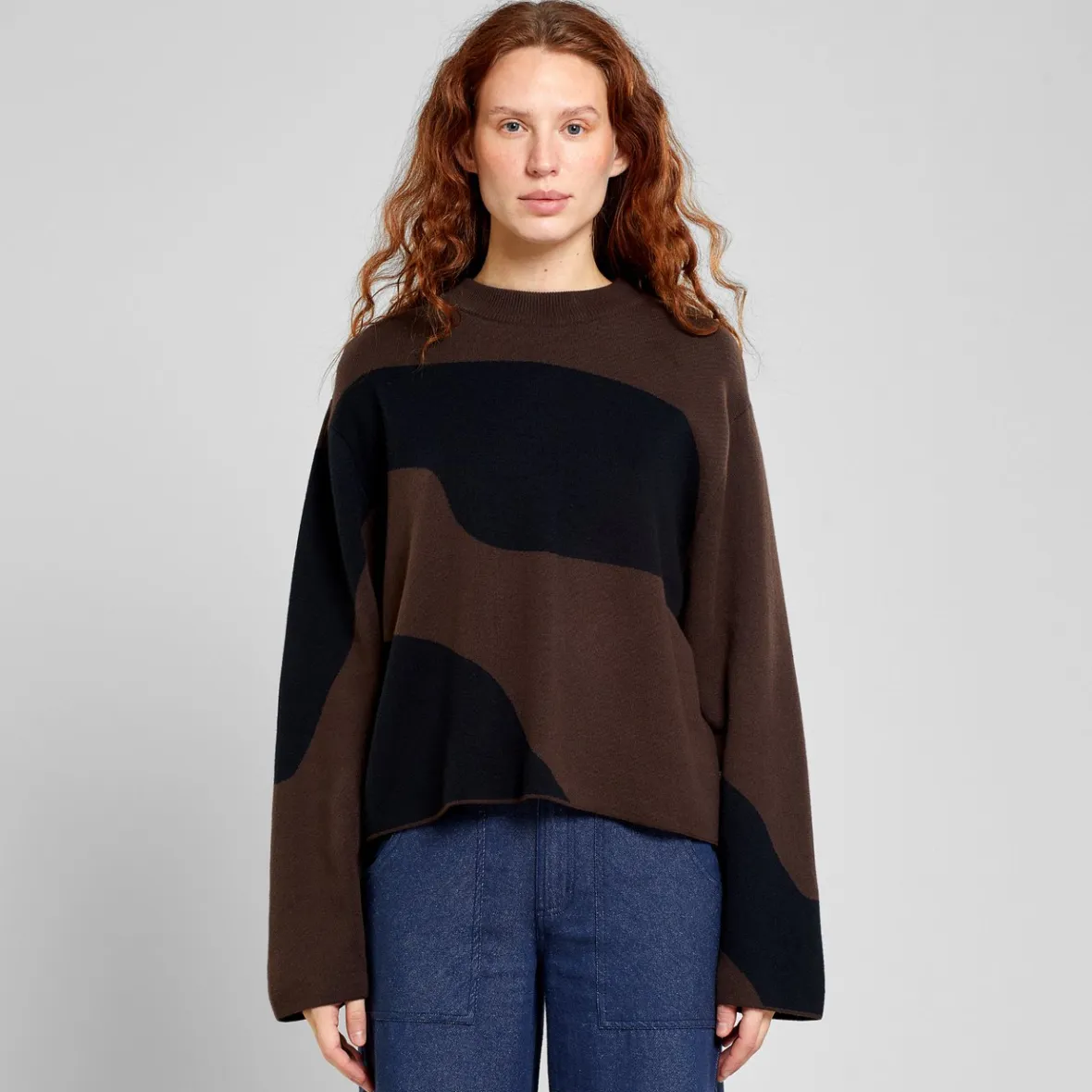 Discount Sweater Limhamn Flowy Block Black/Coffee Brown Women Knitwear