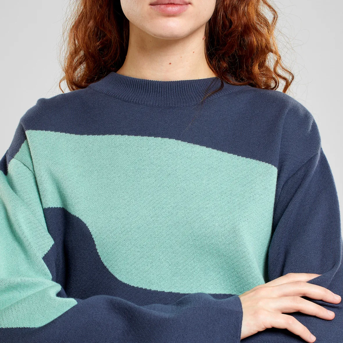 Hot Sweater Limhamn Flowy Block Ombre Blue/Granite Green Women Knitwear