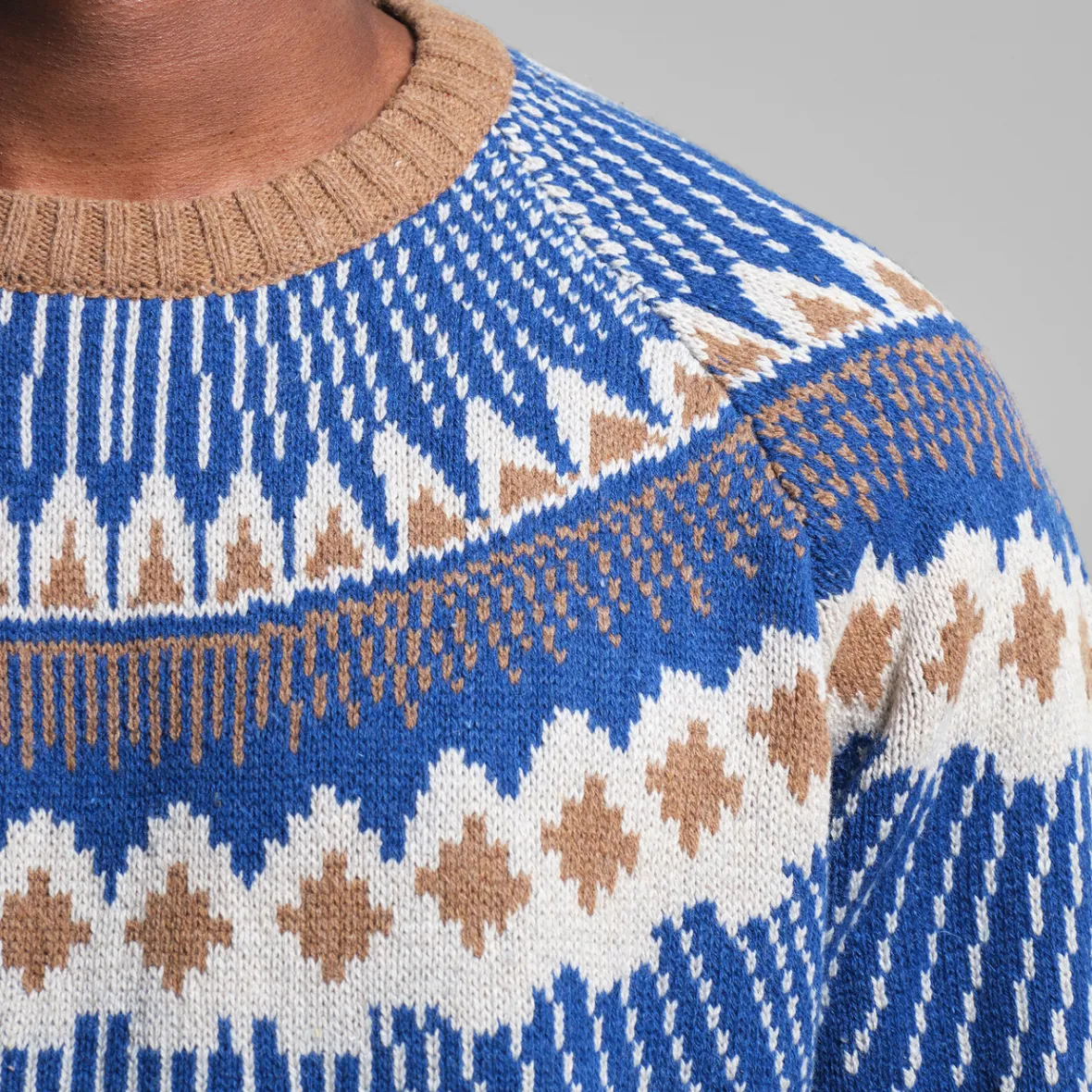 Fashion Sweater Malung Fair Isle Royal Blue Knitwear