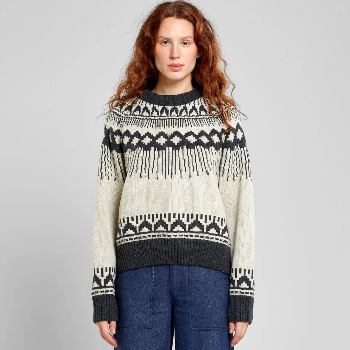 Fashion Sweater Senja Fair Isle Pearl White Women Knitwear