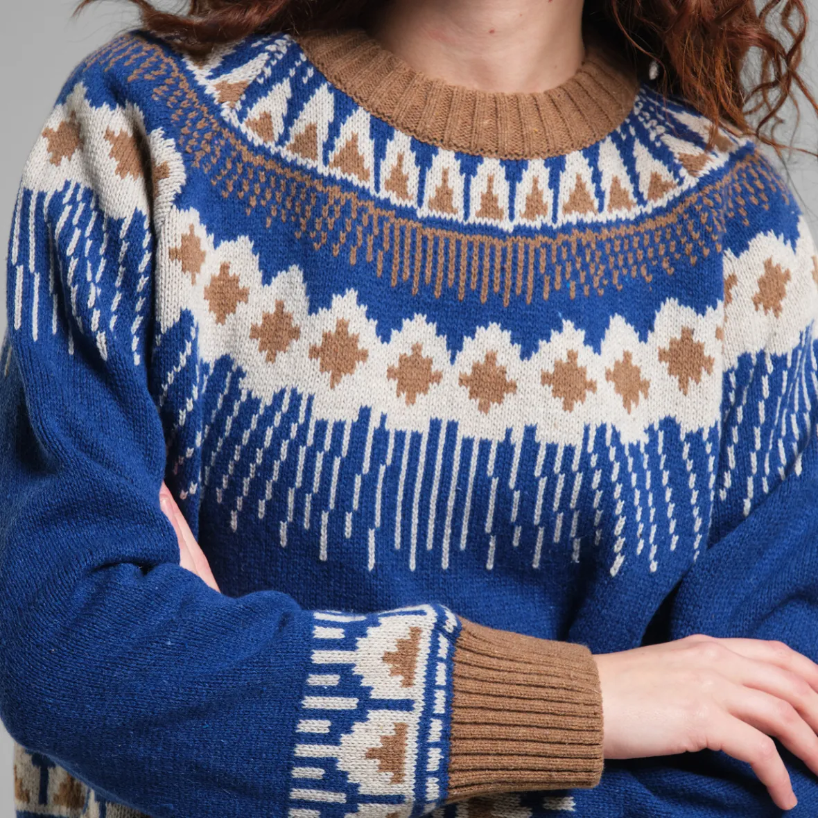 Shop Sweater Senja Fair Isle Royal Blue Women Knitwear