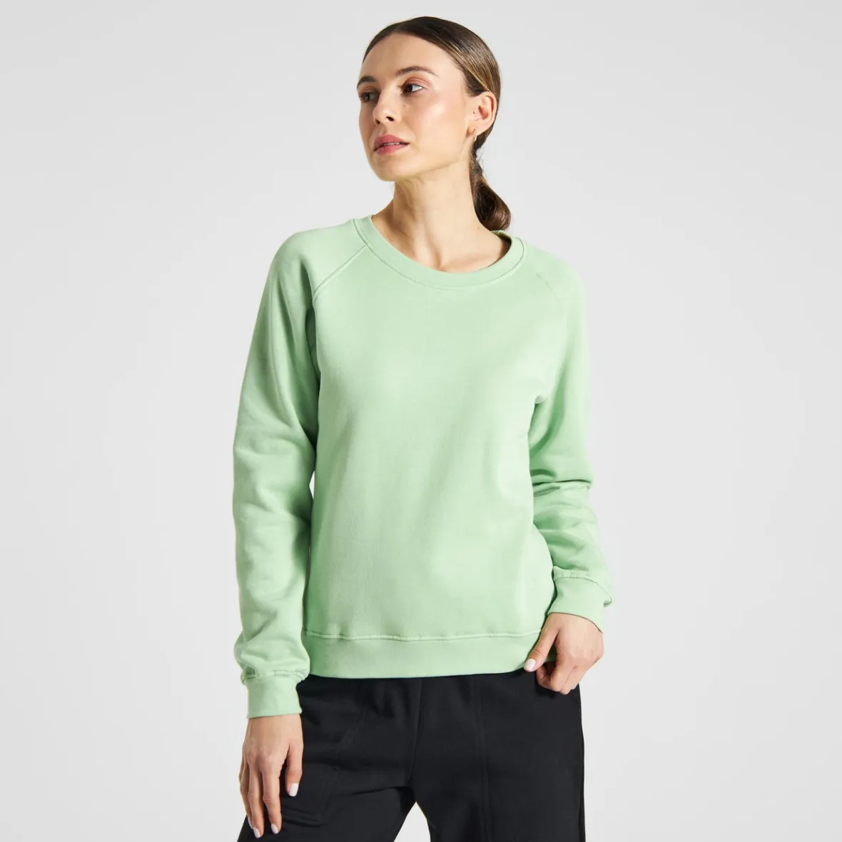 Sale Sweatshirt Ystad Raglan Base Quiet Green Women Basics | Sweats