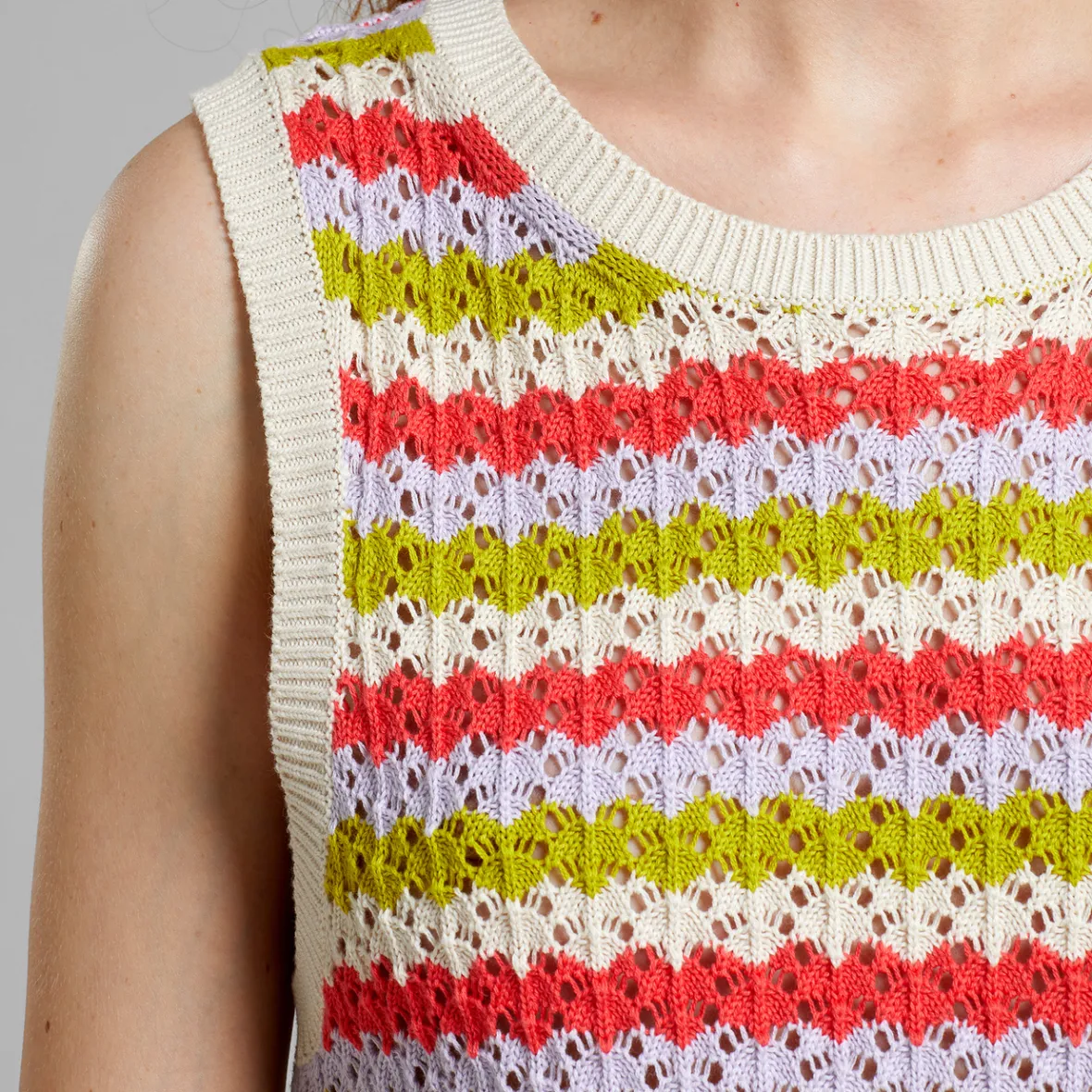 Fashion Top Oskarshamn Crochet Stripe Multi Color Women Tops