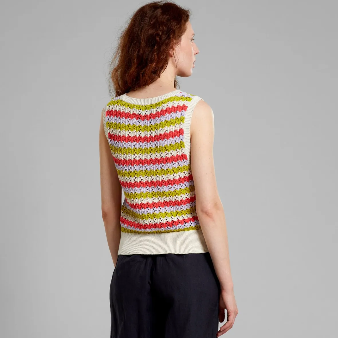 Fashion Top Oskarshamn Crochet Stripe Multi Color Women Tops