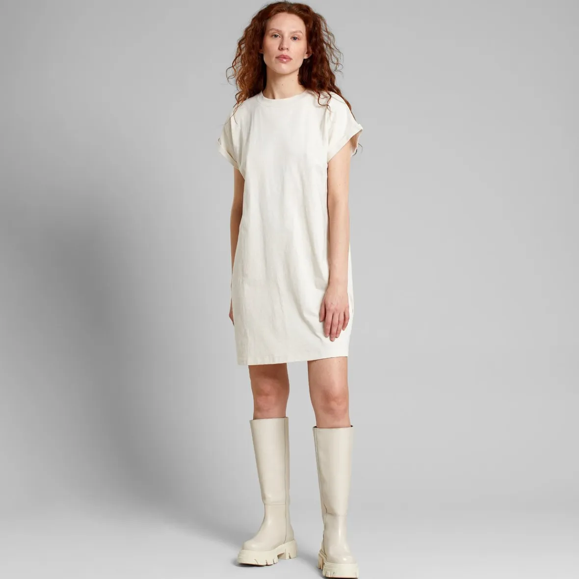 New T-shirt Dress Eksta Hemp Vanilla White Women Dresses