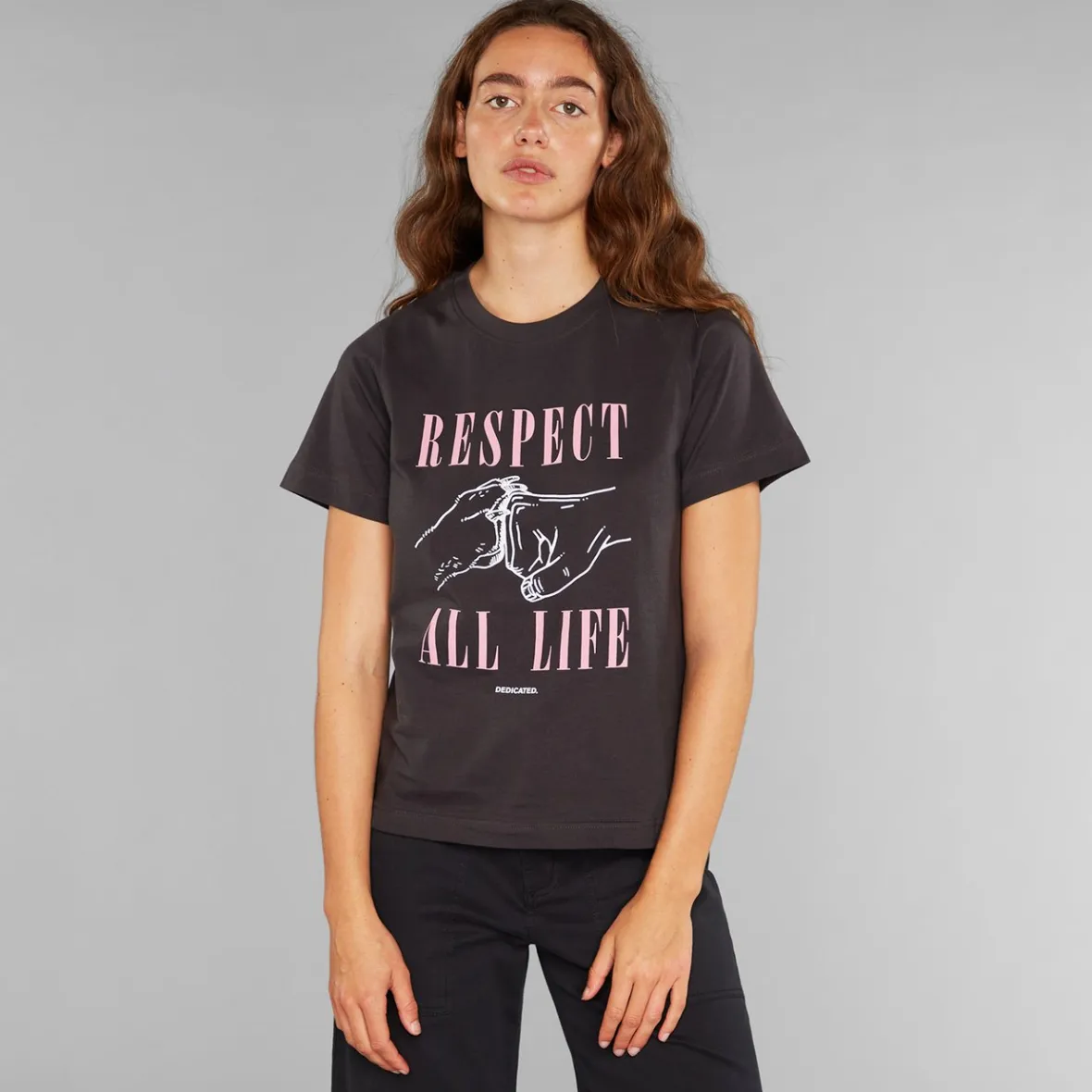 Sale T-shirt Mysen Respect Life Charcoal Women Outlet