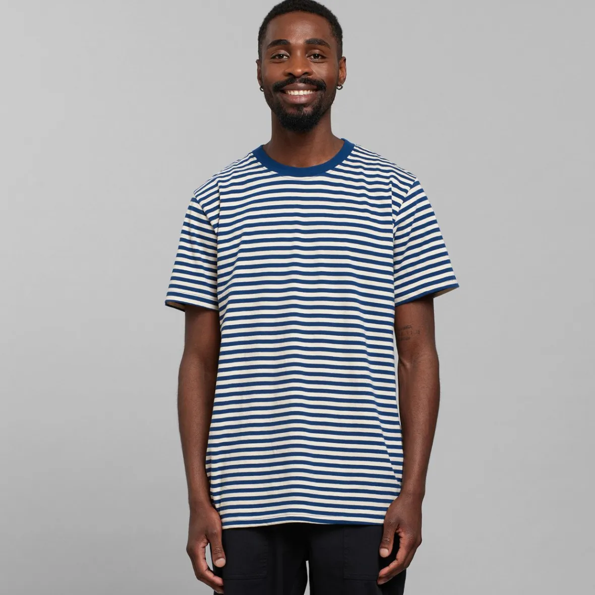 Cheap T-shirt Stockholm Stripes Estate Blue/Vanilla White Outlet