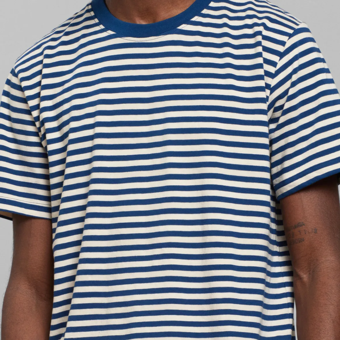 Cheap T-shirt Stockholm Stripes Estate Blue/Vanilla White Outlet