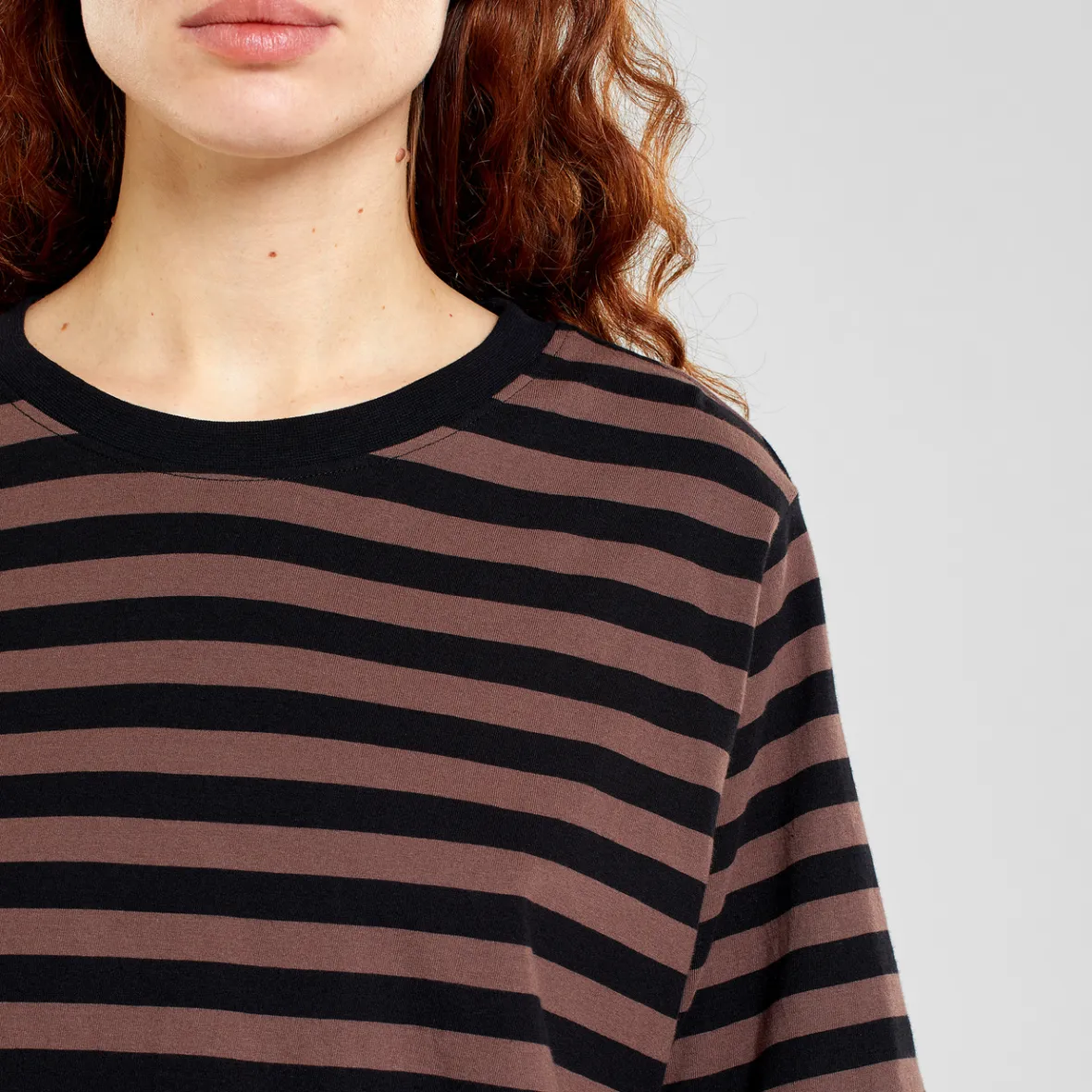 Hot T-shirt Vadstena Stripes Black/Bag Brown Women Outlet