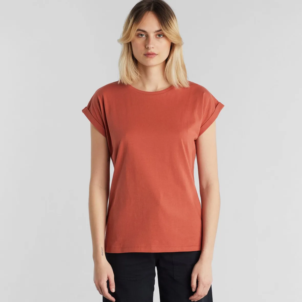 Sale T-shirt Visby Base Terracotta Red Women Base T-shirts | Basics