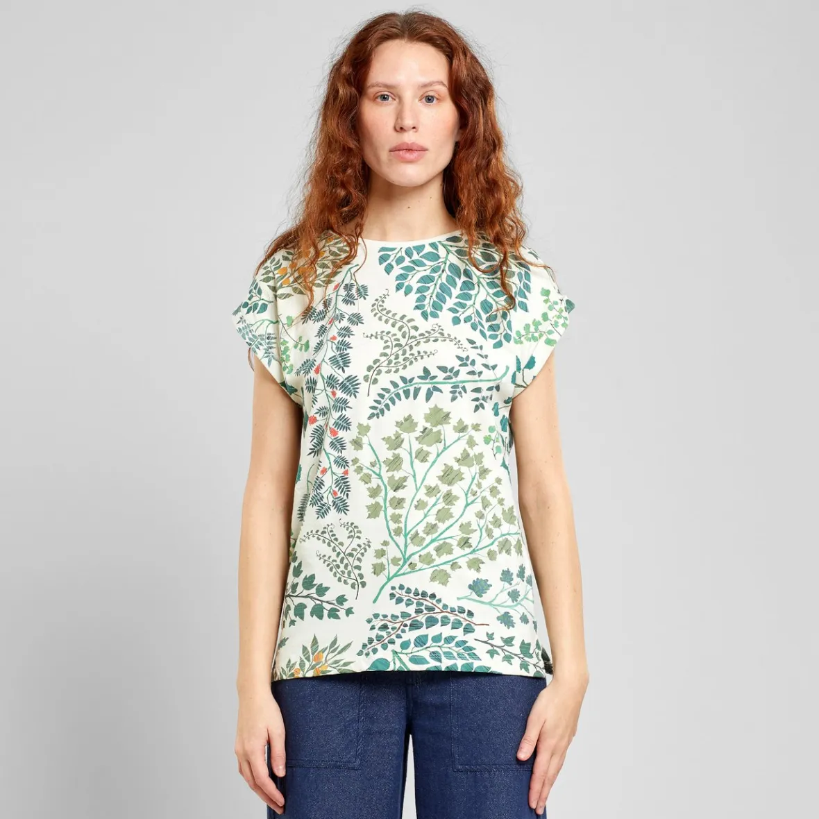 New T-shirt Visby Botanical Quilt Oat White Women Outlet