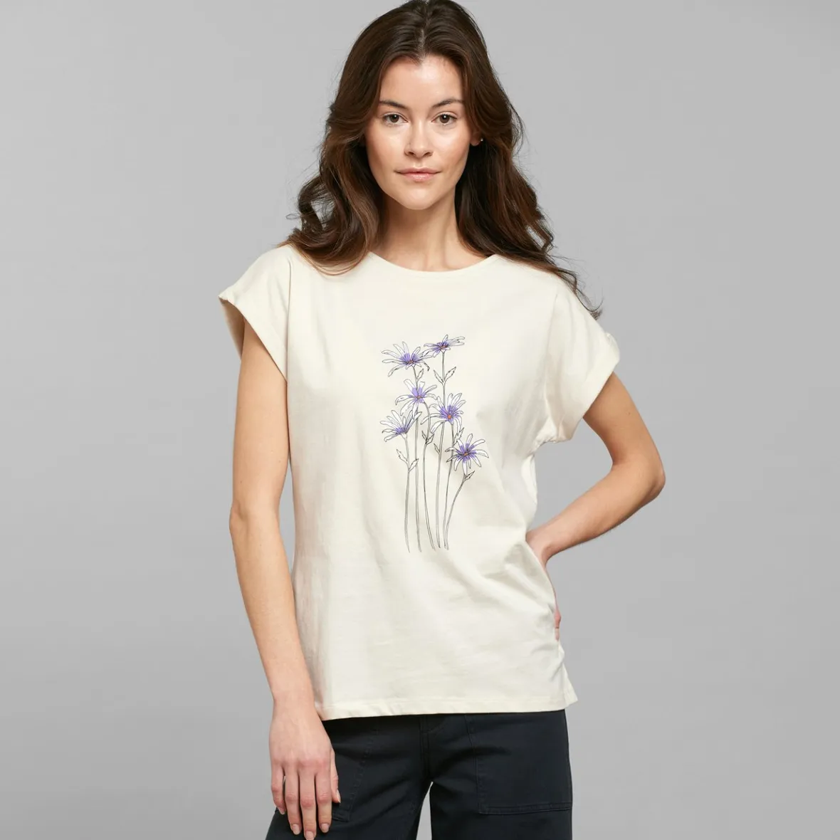 Clearance T-shirt Visby Daisies Oat White Women T-shirts