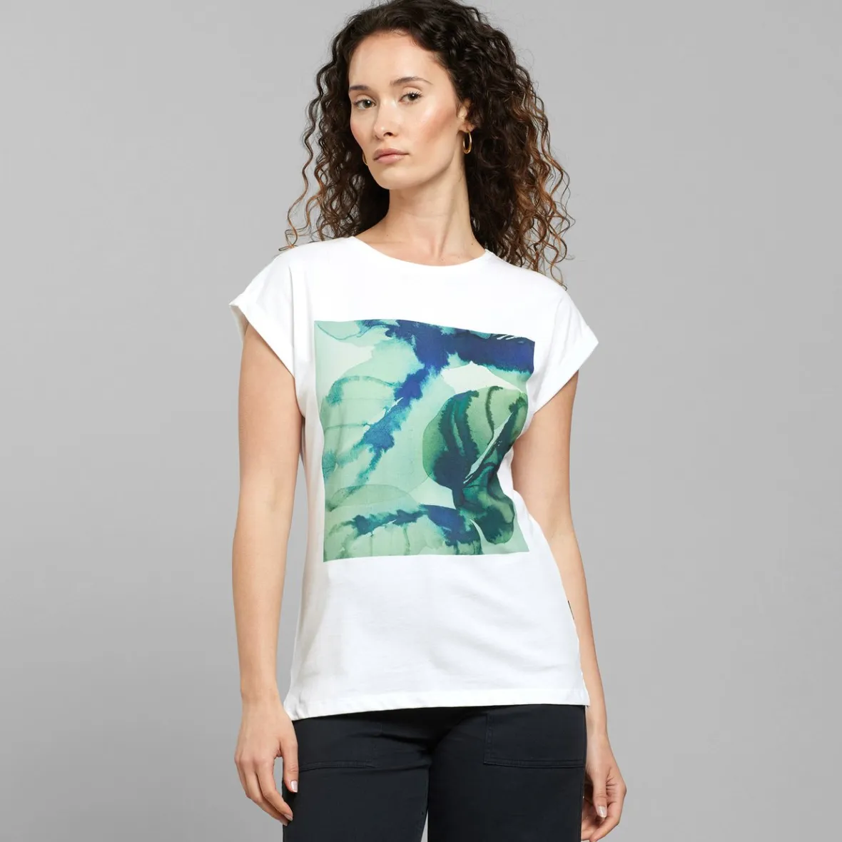 Discount T-shirt Visby Green Leaf White Women Outlet