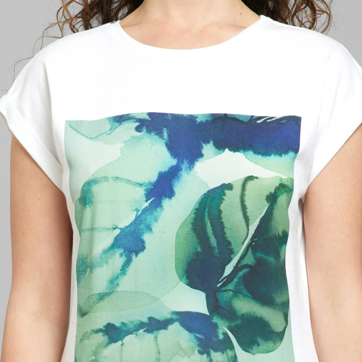 Discount T-shirt Visby Green Leaf White Women Outlet