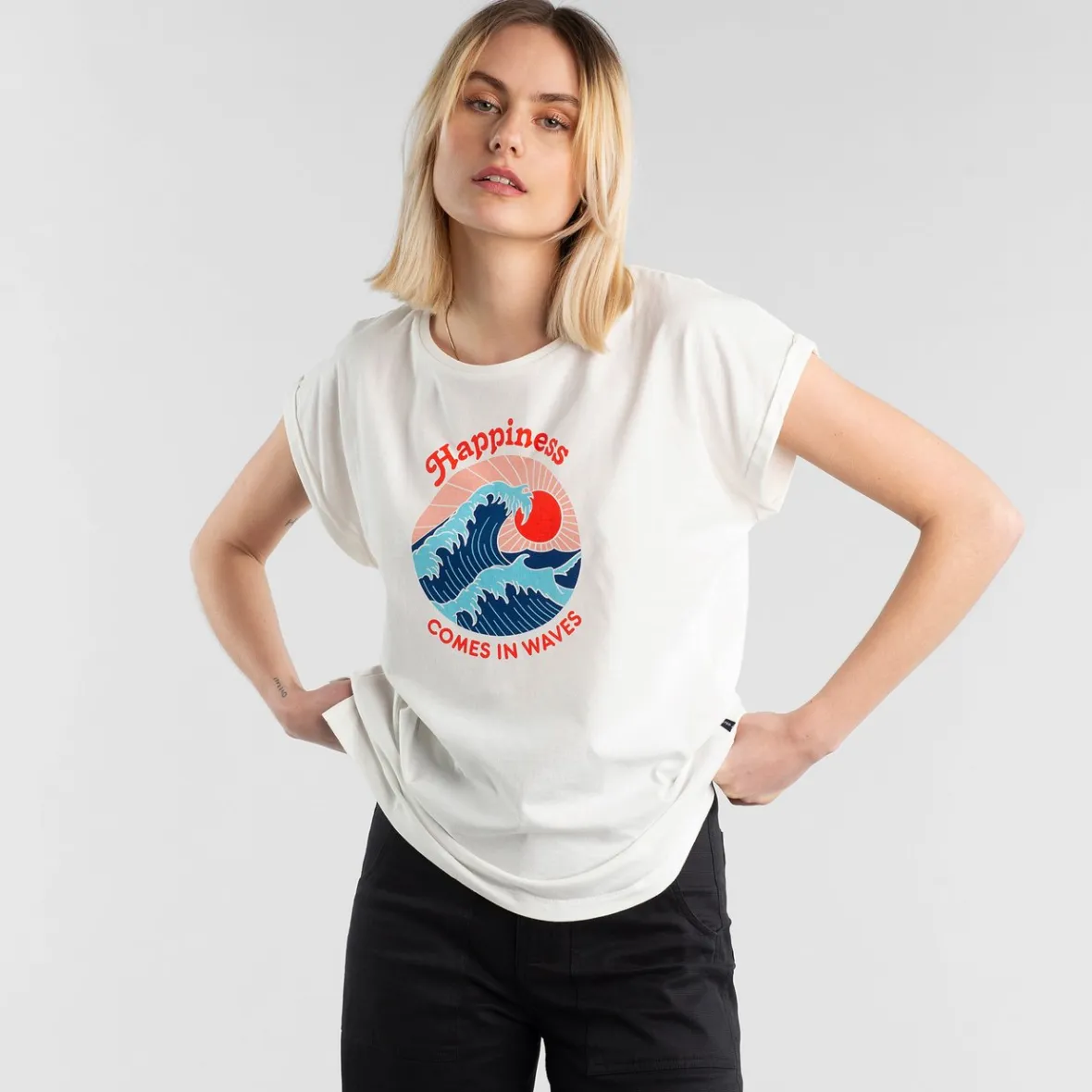 New T-shirt Visby Happiness Off-White Women T-shirts