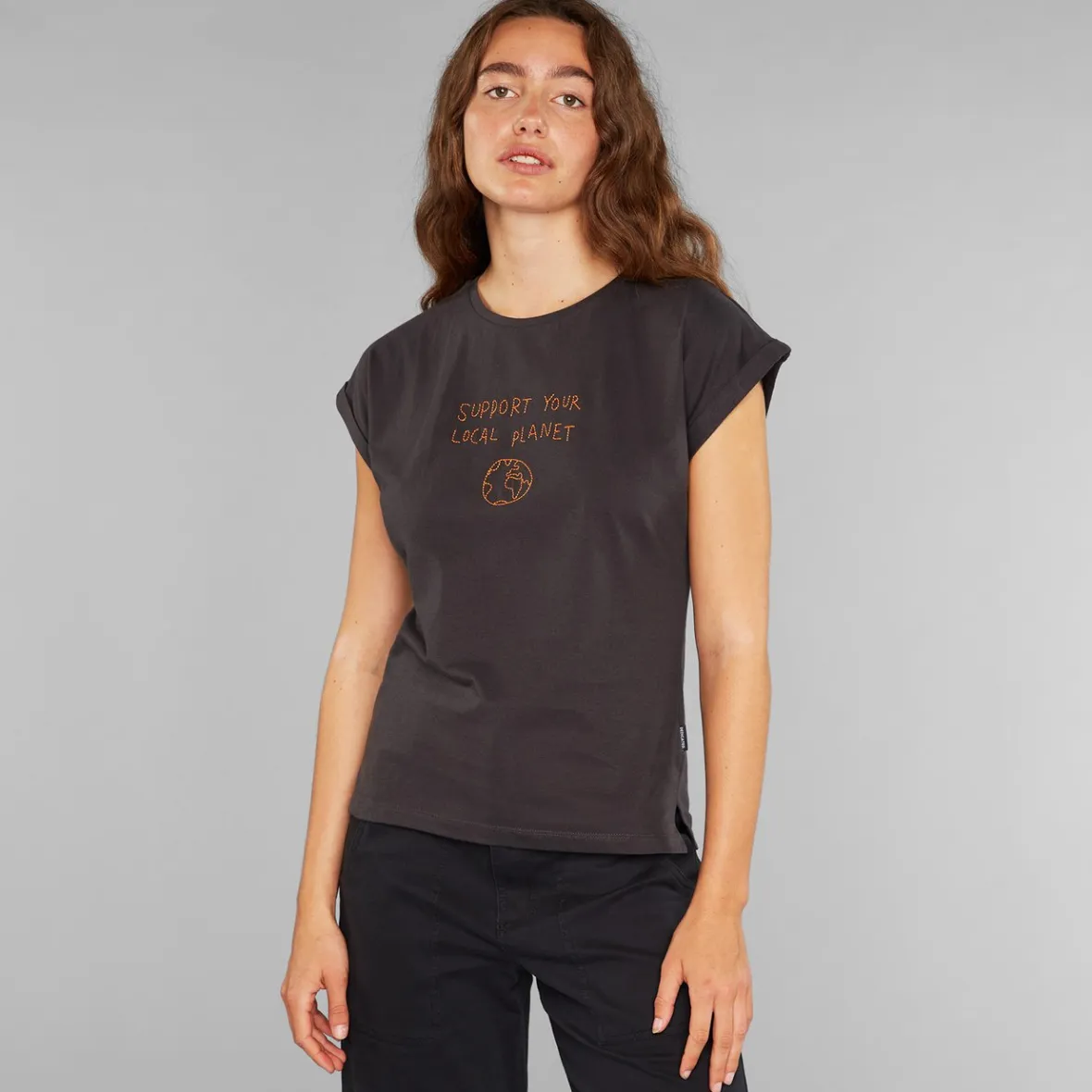 Online T-shirt Visby Local Planet Charcoal Women T-shirts