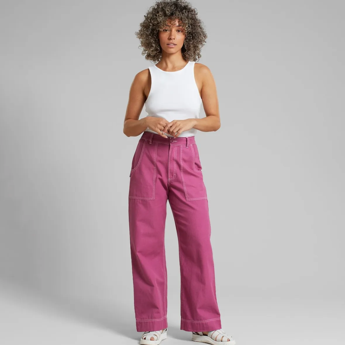 Clearance Workwear Pants Vara Canvas Violet Purple Women Outlet