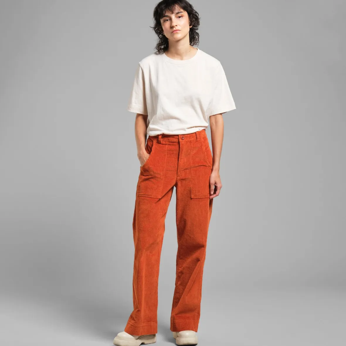 Clearance Workwear Pants Vara Corduroy Cinnamon Orange Women Pants