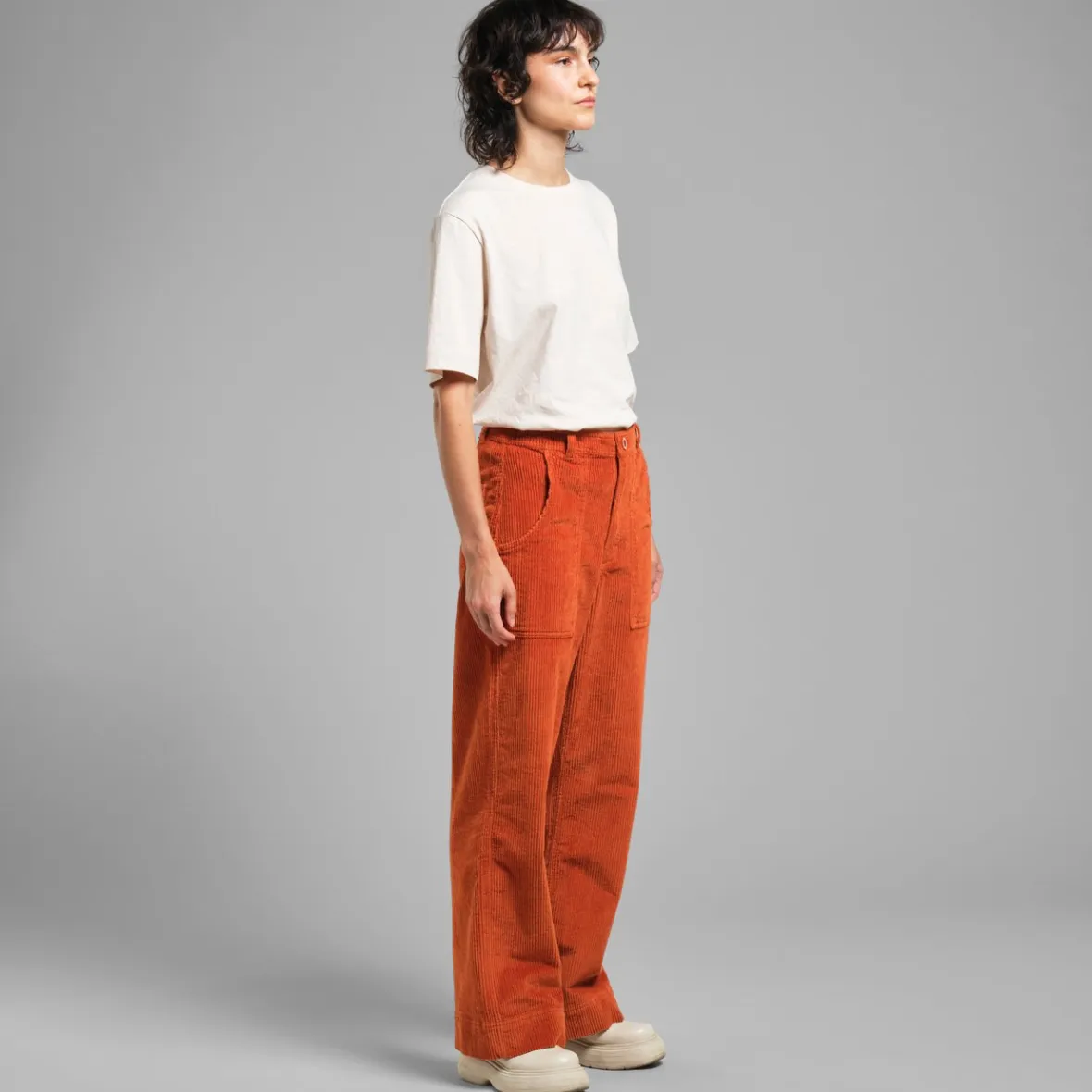 Clearance Workwear Pants Vara Corduroy Cinnamon Orange Women Pants