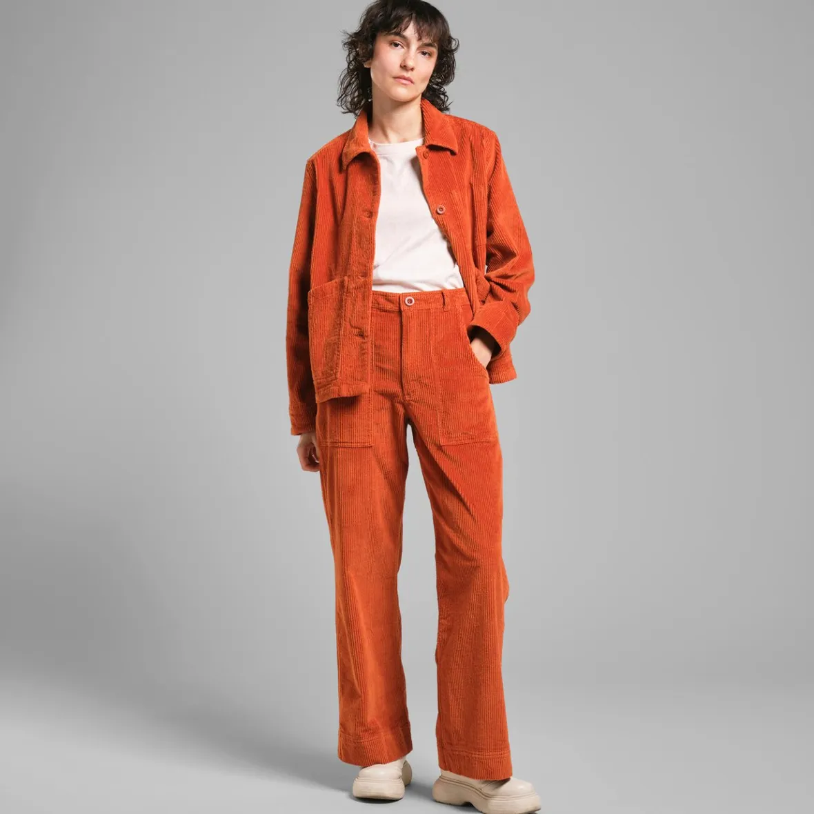 Clearance Workwear Pants Vara Corduroy Cinnamon Orange Women Pants