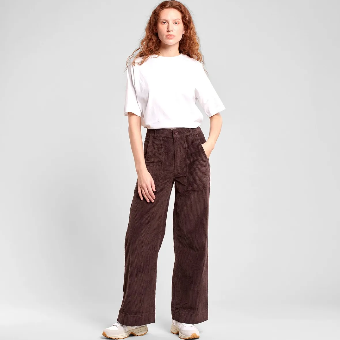 Flash Sale Workwear Pants Vara Corduroy Coffee Brown Women Pants