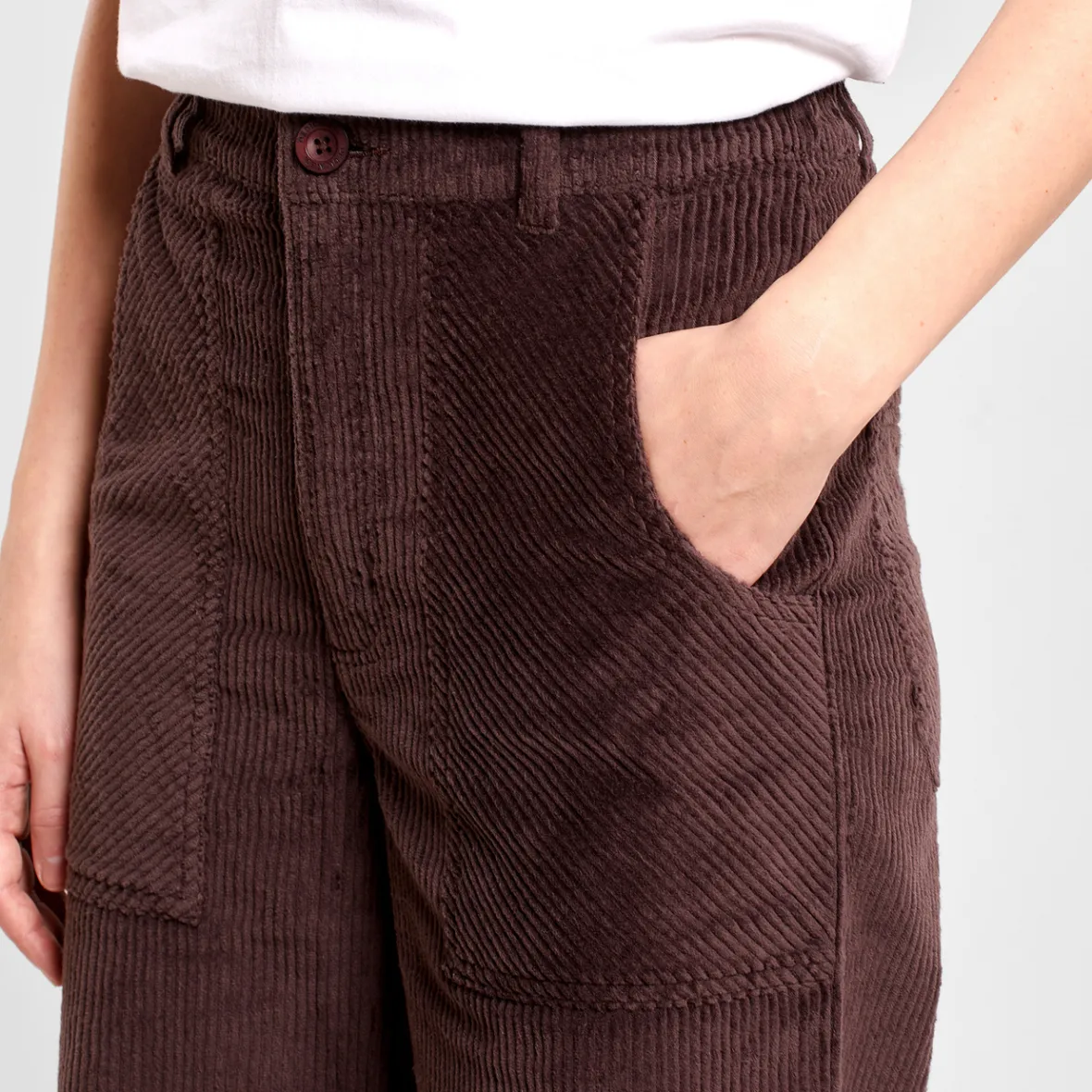 Flash Sale Workwear Pants Vara Corduroy Coffee Brown Women Pants