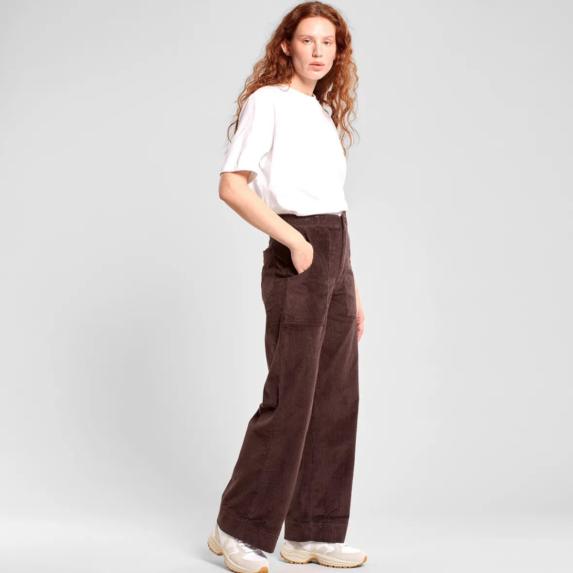Flash Sale Workwear Pants Vara Corduroy Coffee Brown Women Pants