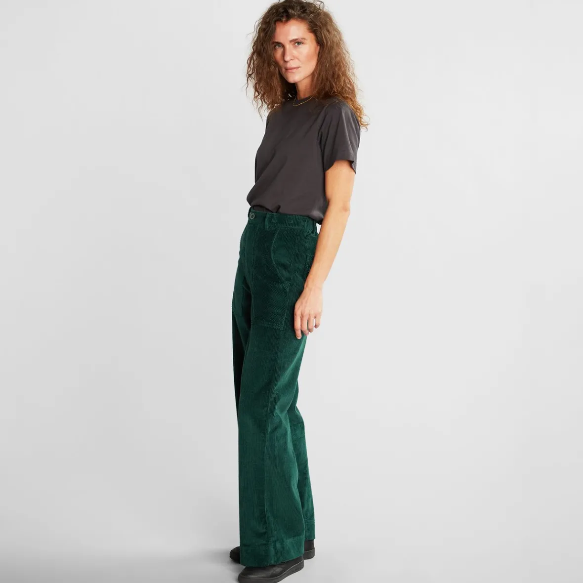 Online Workwear Pants Vara Corduroy Dark Green Women Pants