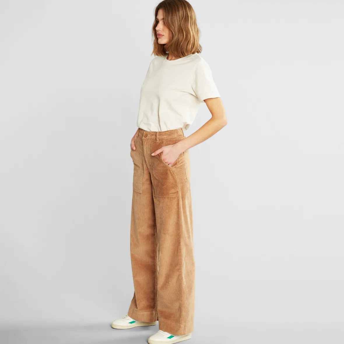 Fashion Workwear Pants Vara Corduroy Tiger Brown Women Outlet
