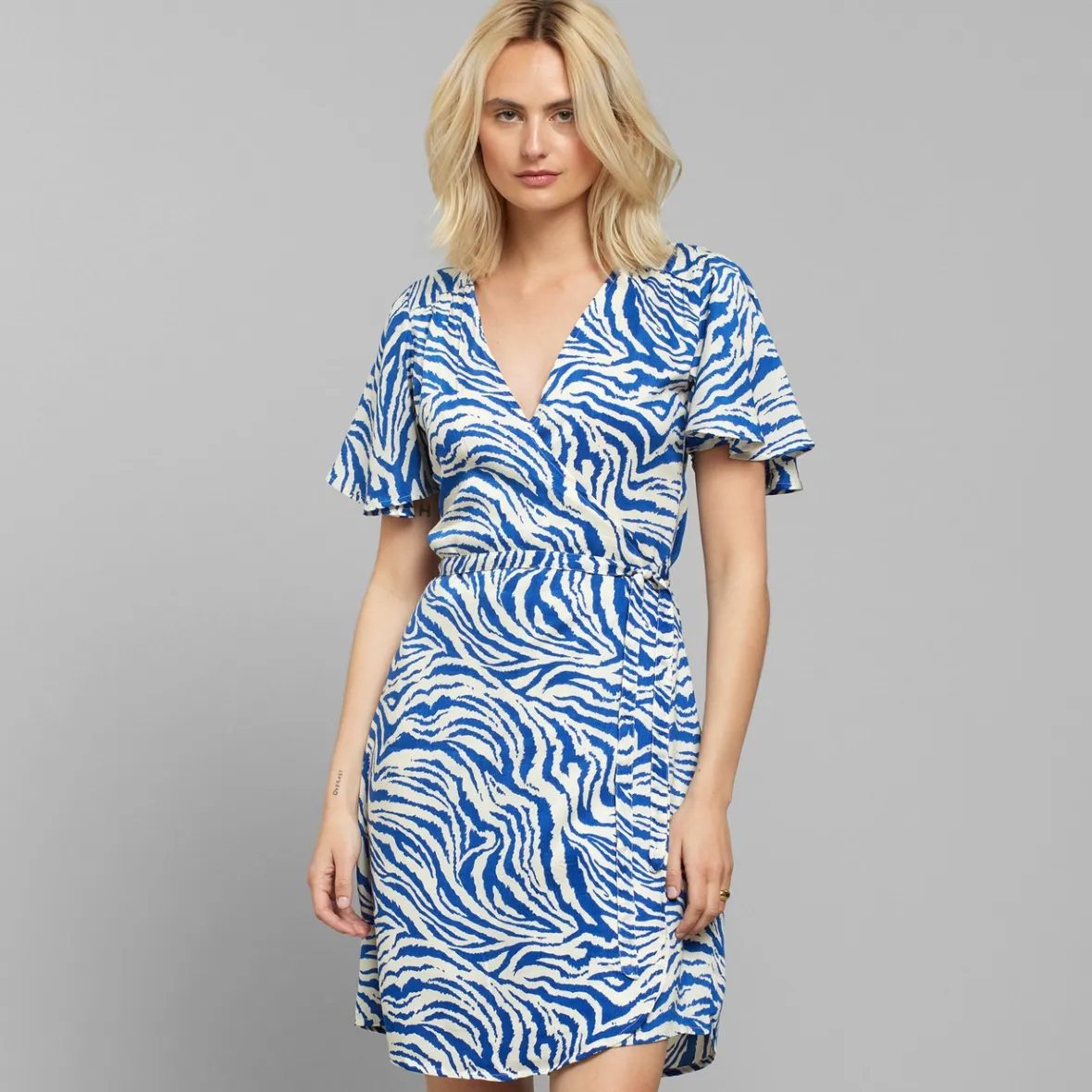 Clearance Wrap Dress Kungshamn Zebra Blue Women Outlet