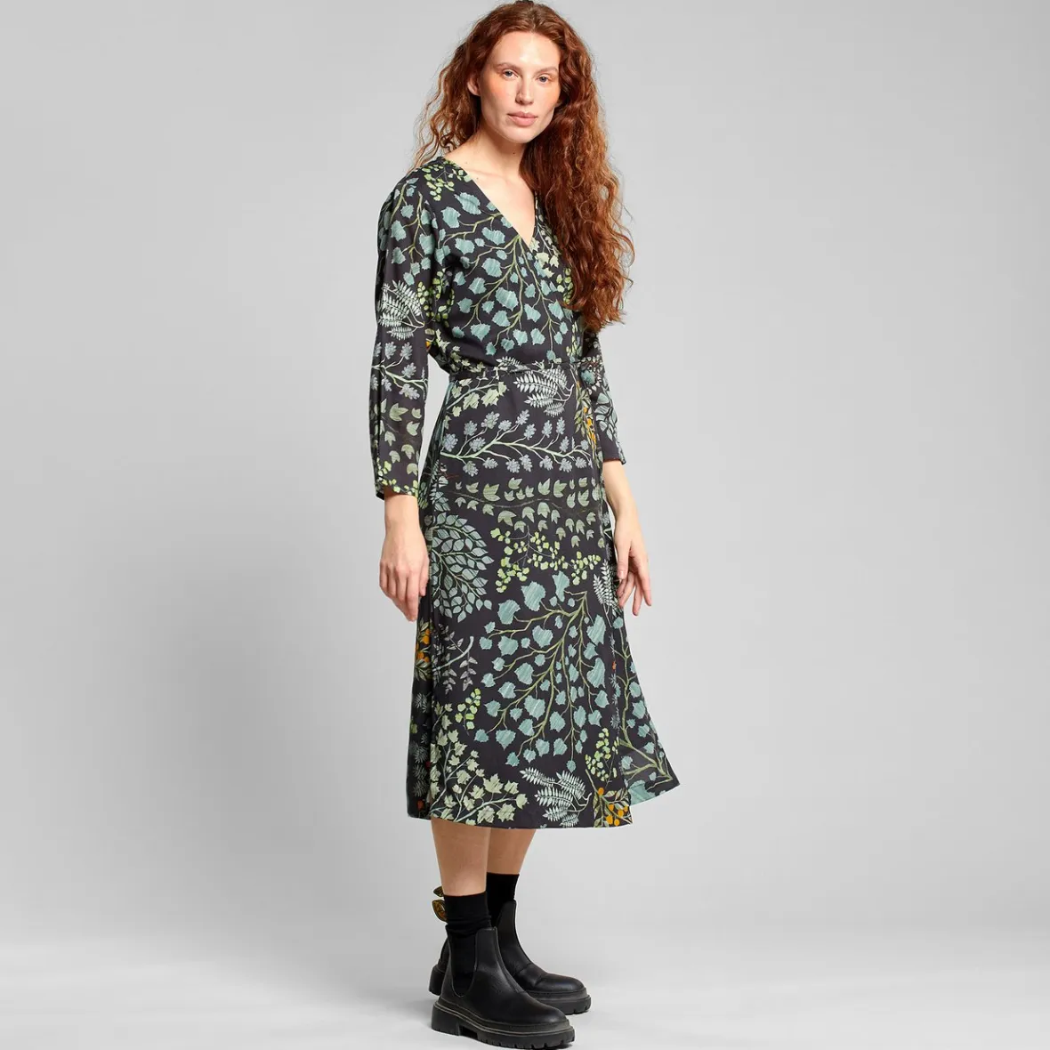 Online Wrap Dress Smygehuk Botanical Quilt Black Women Outlet