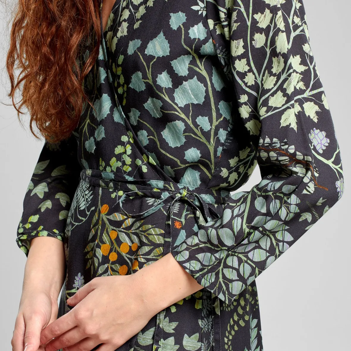 Online Wrap Dress Smygehuk Botanical Quilt Black Women Outlet