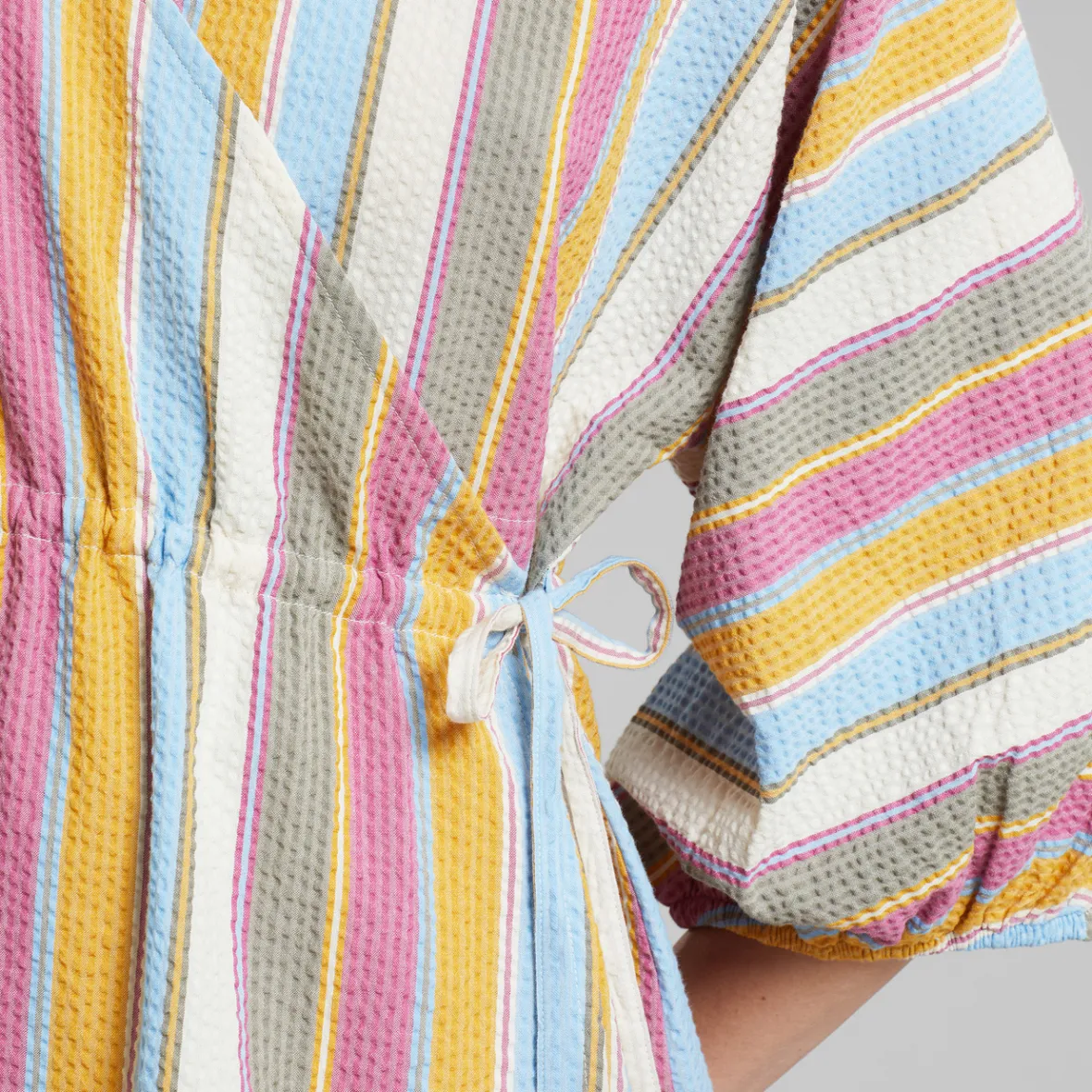 Fashion Wrap Dress Ugglan Club Stripe Multi Color Women Dresses