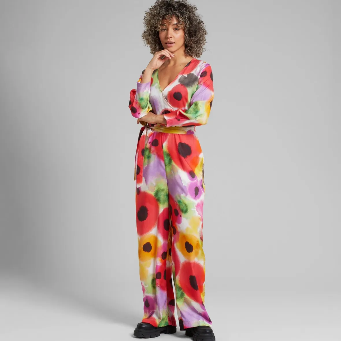 Flash Sale Wrap Jumpsuit Farsta Abstract Floral Multi color Women Outlet