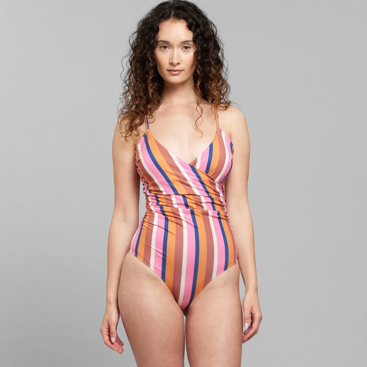 New Wrap Swimsuit Klinte Irregular Stripe Multi Colour Women Outlet