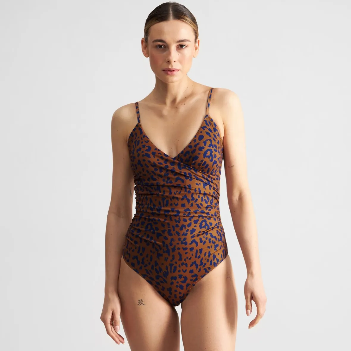 Cheap Wrap Swimsuit Klinte Leopard Light Brown Women Swimwear