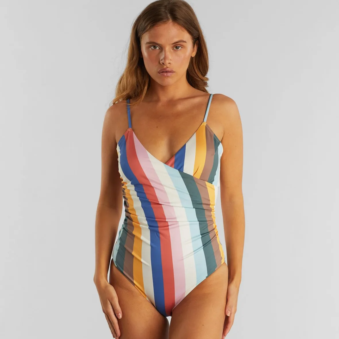Best Sale Wrap Swimsuit Klinte Stripes Multi Color Women Swimwear