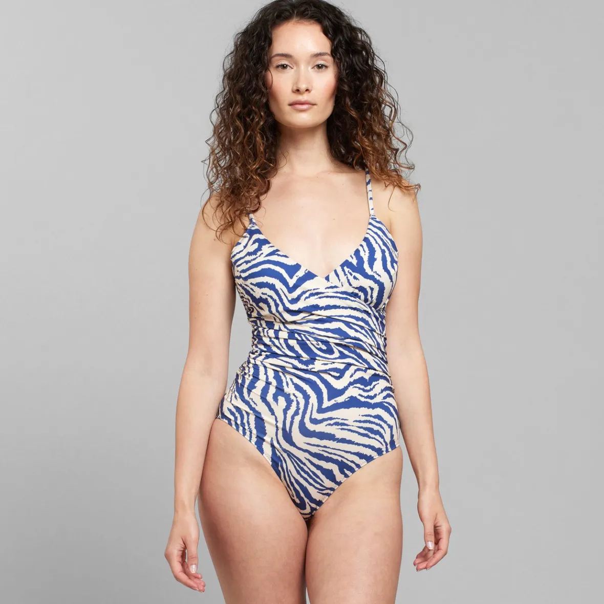 Shop Wrap Swimsuit Klinte Zebra Blue Women Outlet